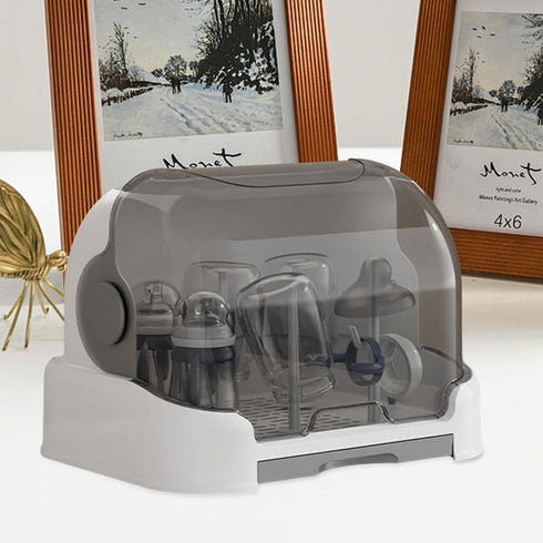 Bavokon Baby Bottle Storage Box - Dustproof Baby Bottle Drying Rack with Removable Drip Tray, Babys Bottles Stand