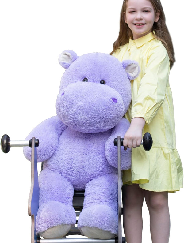 Giant Humongous Hippo Stuffed Animal 36", Oversized Plush, Soft Hug Cute Jumbo Hippo Toy Gift for Kids, Purple