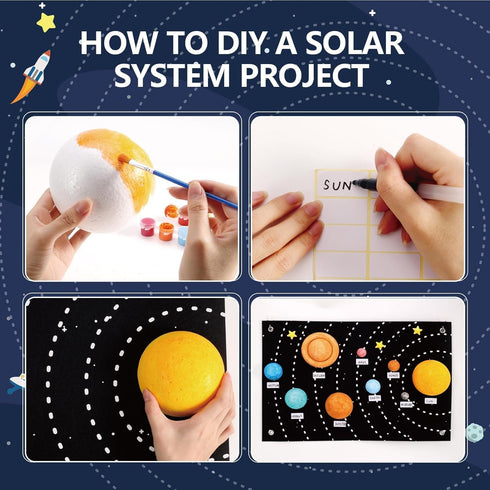 Pllieay Solar System Model Kit for School Science Projects, DIY Felt Backdrop Solar System Project Kit Includes Felt