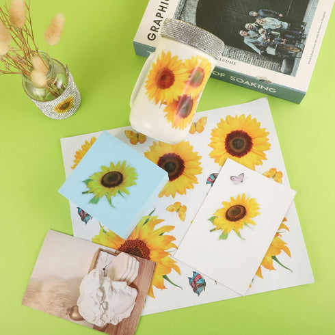 135 Pcs Sunflower Wall Sticker, Removable 3D Waterproof Decor for Kids, Mother's Day, Bathroom, Kitchen