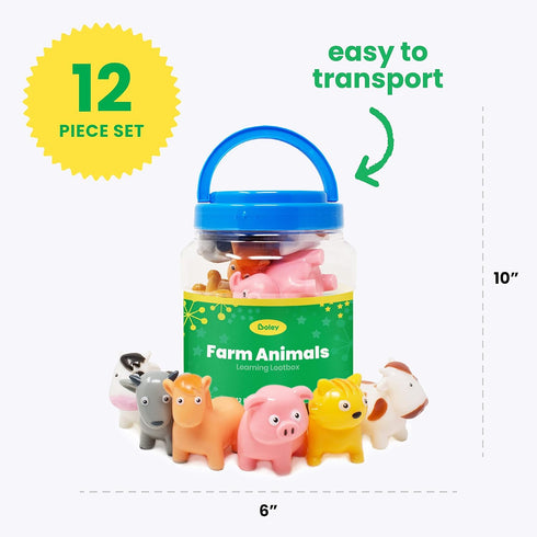 12 2 Boley Farm Animals Bath Toys Bucket - Includes Colorful Fun Free Bathtub Toys & Pool Toys for Kids & Toddlers Ages