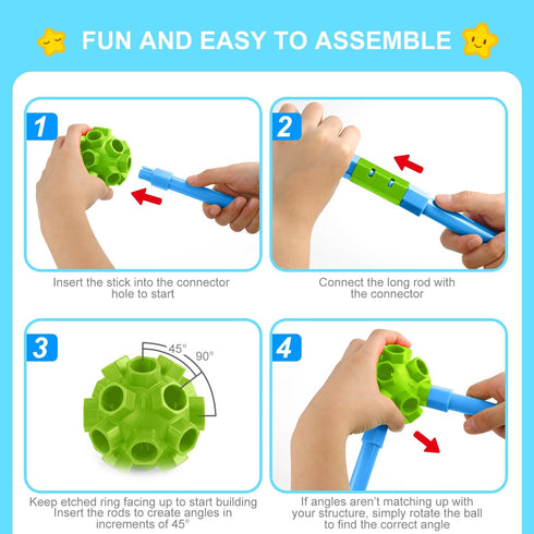 Fort Building Kit for Kids, STEM Construction Toys, Educational Gift for Ages 3-12, Ultimate Creative Set for Indoor &