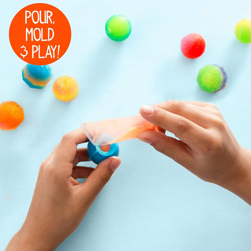 Made By Me Glow In The Dark Powerballs - DIY STEM Kit, Make 18 Bouncy Crystal Power Balls, Multicolored