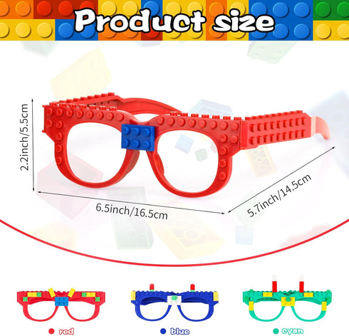 15 PCS Building Blocks Party Favors DIY Creative Building Bricks Glasses for Kids Birthday Carnival Party Games Toys Decorations Supplies
