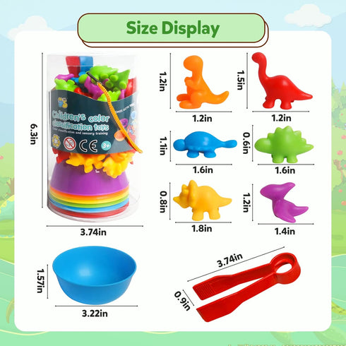 Counting Dinosaurs Toys Matching Games, Sorting Bowls for Kids Toddler Learning Activities, Montessori Fine Motor Skills