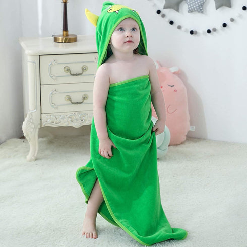 MICHLEY Unisex Baby Animal Hooded Bath Towel, Soft Cotton Beach Swimming Bathrobe for 0-6T, Green