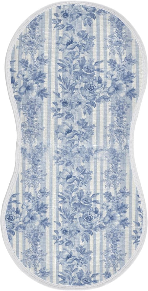 WELLDAY Muslin Baby Burp Cloths Set of 1, Soft Absorbent Blue Toile Watercolor
