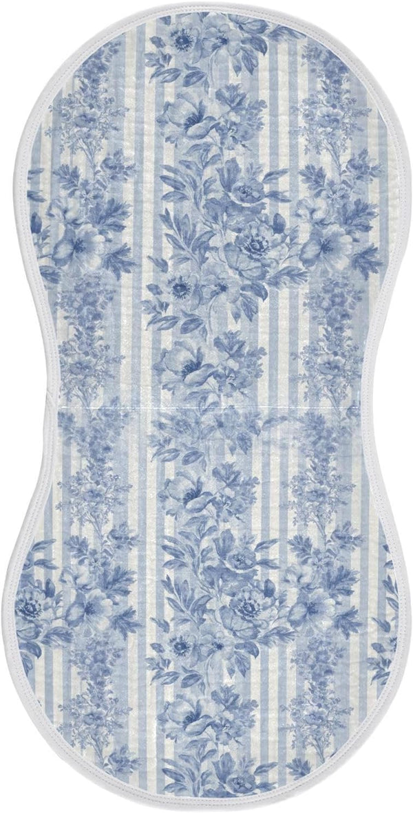 WELLDAY Muslin Baby Burp Cloths Set of 1, Soft Absorbent Blue Toile Watercolor