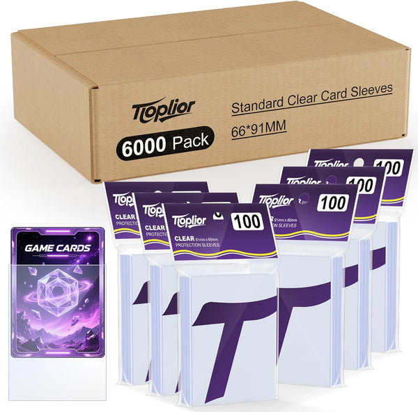 6000ct Card Sleeves for Trading Card,Soft Penny Baseball Card Sleeves,Clear Plastic Card