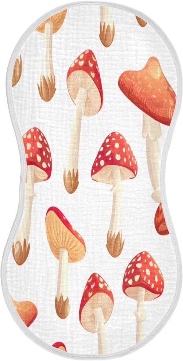 YETTASBIN Mushroom Muslin Baby Burp Cloth, Super Soft Absorbent Cotton Burp Rag Baby