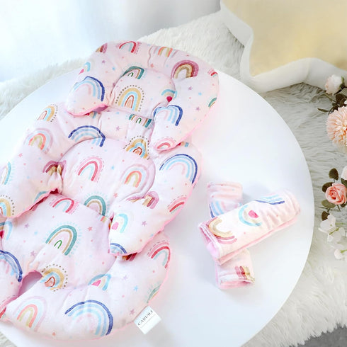 2 Infant Car Seat Insert, Car Seat Head Support Baby Girls Boys, Soft & Reversible Newborn Carseat Insert Cushion