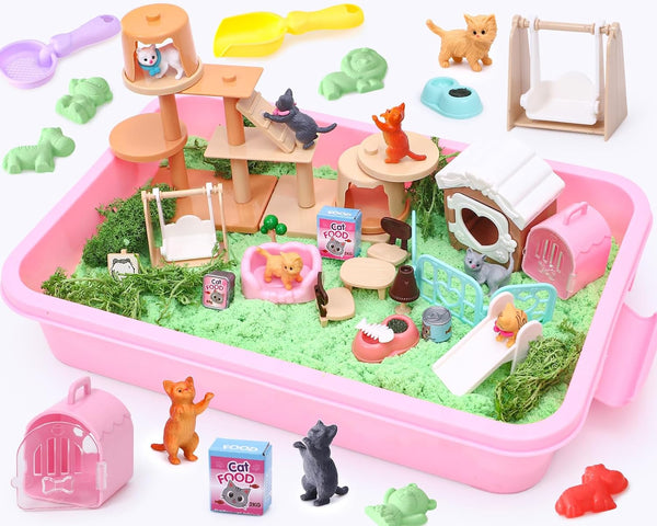 Lorfancy Cat Sandbox Toys Kids Play Sand Kit Toddler Sensory Bin Toy