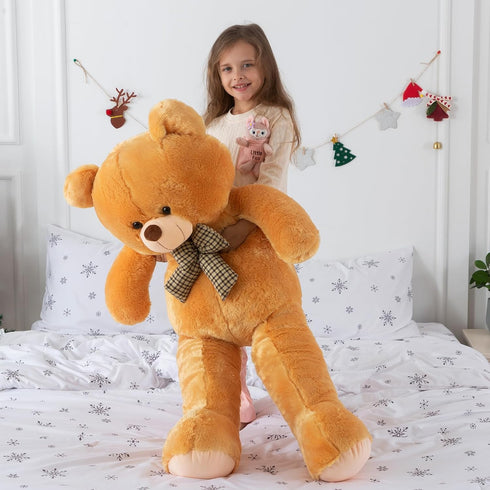 Big Teddy Bear 4 Feet Stuffed Animal, Jumbo Plush Toy for Mother's Day Birthday Gifts, Brown 47 Inch