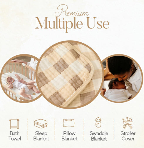 Muslin Bamboo Viscose Baby Blanket, Ultra Soft All-Purpose Unisex, 43 x 43 inches