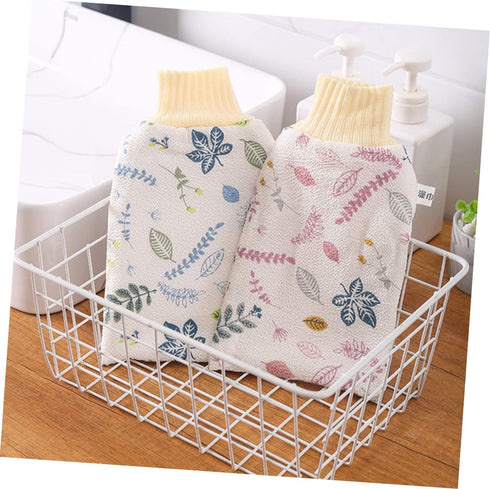 HyKab 2pcs Mud Bathing Gloves Baby Bath Towel Sponge Bath Wipes for Adults Spa Gloves Printed Wash Towels for Bathroom
