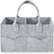 PandaEar Portable Baby Diaper Caddy Organizer, Collapsible Nursery Storage Basket for Wipes & Baby Stuff (Grey)