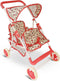 Double Doll Stroller for Baby Dolls, Floral Tandem Play Toy Stroller for 4-8 Year Old Girls