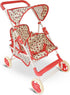 Double Doll Stroller for Baby Dolls, Floral Tandem Play Toy Stroller for 4-8 Year Old Girls