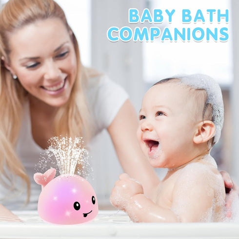 1-3 6-12-18 1 2 3 Whale Bath Toy Sprinkler, Baby Easter Basket Stuffers, Light Up Bath Toys for Kids Ages Babies