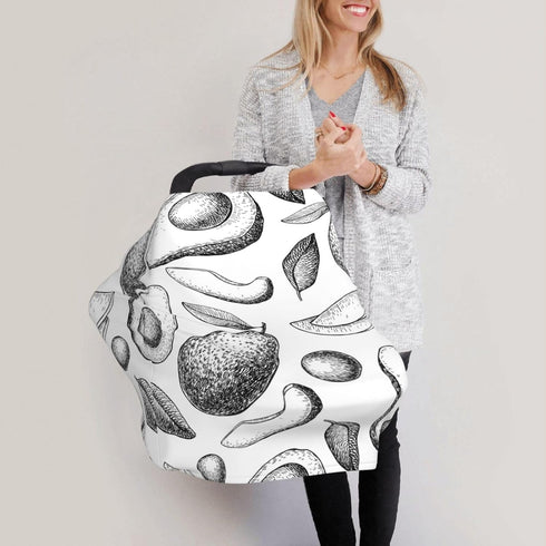 Schgap Hand Drawn Avocado Car Seat Covers Canopy for Baby Soft Stroller Cover Nursing Cover Breastfeeding Baby Carrier