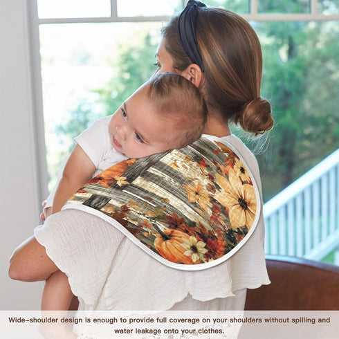 YETTASBIN Fall Pumpkins Muslin Baby Burp Cloth, Super Soft Absorbent Cotton Burp Rag Baby Bibs Feeding Cloth