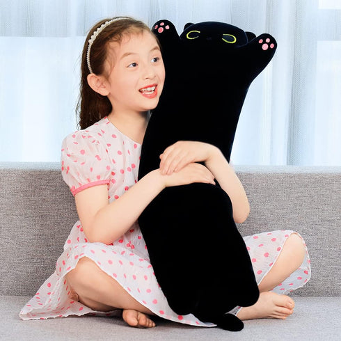 Black Cat Plush Toy, Soft Long Cat Pillow Plushies Doll, Stuffed Animal Body Pillow, 70cm/27.5inch