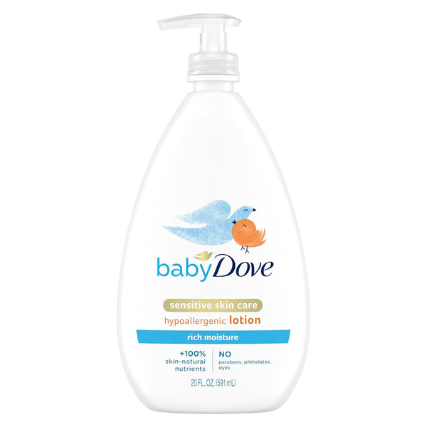 Baby Dove Sensitive Skin Care Body Lotion, 20 fl oz, Rich Moisture with 24-Hour Moisturizer