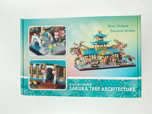 Set 14+, (2350 Micro Chinese Building Blocks for Adults, Classical Suzhou Garden Architecture with Cherry Blossom Tree
