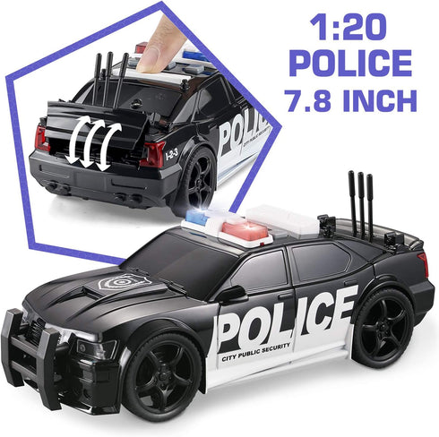 5 Pack Friction Powered Truck Toy Set (8 Inch), Including Garbage Truck, Construction Truck, Fire Truck, Police Car