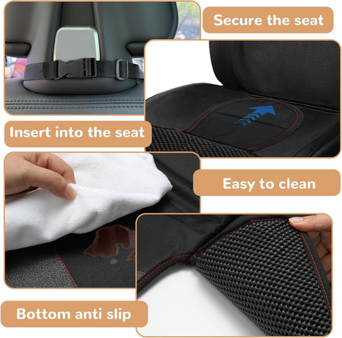 PANYBABY 600D Car Seat Protector for Baby, Car Seat Cover, Durable Oxford Fabric, Anti-Slip Base,Mesh Pockets for Baby