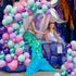 Mermaid Balloon Arch Kit, 122pcs Pink Purple Teal Balloons with Silver Tail Foil Balloon for Birthday Decorations