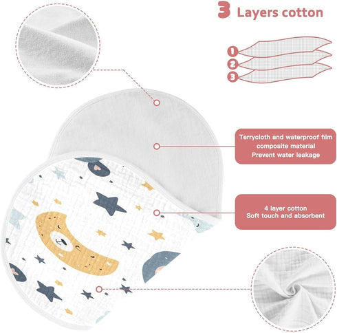 YETTASBIN Bear Muslin Baby Burp Cloth, Super Soft Absorbent Cotton Burp Rag Baby Bibs Feeding Cloth for Newborn Boys