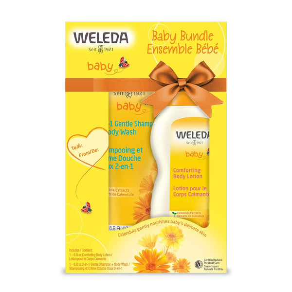 Weleda Baby Calendula Body Lotion and Shampoo-Body Wash Bundle, 6.8 Fluid Ounce