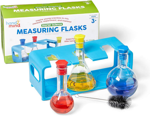 hand2mind Starter Science Measuring Flask Set, Plastic Beakers for Kids, Educational Science Lab Equipment