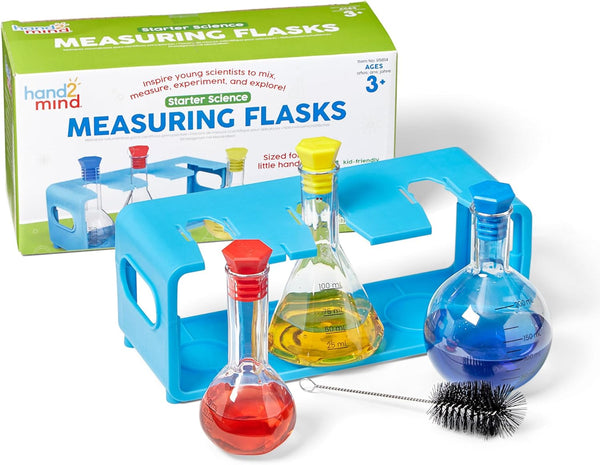 hand2mind Starter Science Measuring Flask Set, Plastic Beakers for Kids, Educational Science Lab Equipment