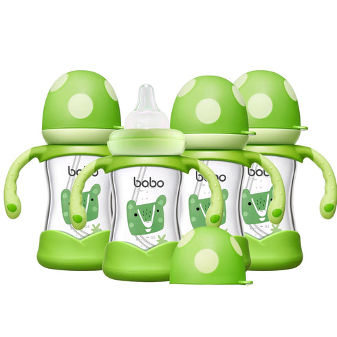 YOHKOH Natural Glass Baby Bottle with Natural Response Nipple, Wide Neck Baby