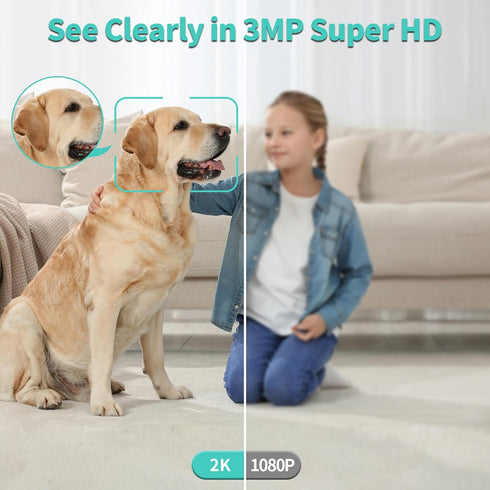 Alaga 2K 2 64G Indoor Security Camera, Baby Monitor, AI Motion Detection, Way Audio, Night Vision, Compatible