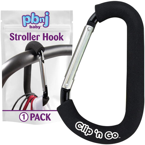 Stroller Hooks for Hanging Diaper Bags, Mommy Stroller Clip and Organizer Hook - Large Carabiner Clips
