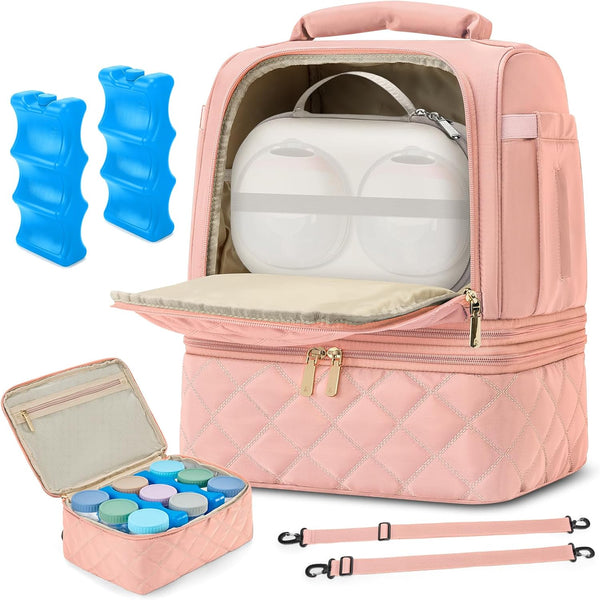 RAINSMORE Wearable Breast Pump Bag, Willow/Eufy/Elvie/Spectra/Medela/Momcozy M5/S12 Pro, Breast Milk Cooler Travel