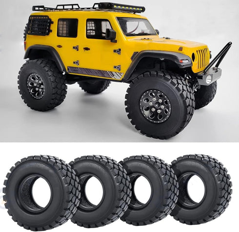 4pcs Micro Rubber Crawler Tires 1.0" for SCX24 Gladiator Bronco C10 JLU Deadbolt B17 Axial 1/24 RC Crawler