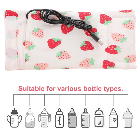 FRCOLOR USB Portable Milk Bottle Warmer Bag with Cloth Insulation Travel-Friendly Bottle Heating Sleeve USB Charging