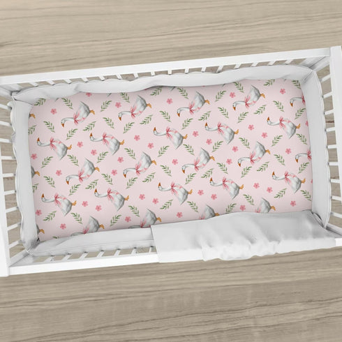 Cstdyfrv 28x52 Cute Geese Boho Floral Baby Crib Sheets Farmhouse Geese Pink Bows Toddler Bedding Bed Sheets Farm Animal