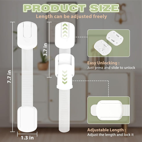 LKbeuuu 8-pack 3M Child Safety Cabinet Locks, Child-proof Cabinet Locks with Adhesive, No Drilling Required
