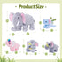 OUOZZZ 4 Set 14" 6.3" Elephant Stuffed Animal with Baby Elephants Interactive Plush Toy with Crinkly Ears, Rotating