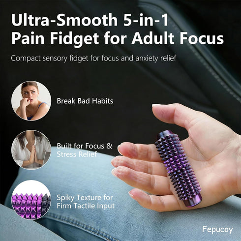 Fepucoy 2Pc 5-in-1 Little Ouchies Pain Fidget for Adults, Spiky Sensory Tool with Smooth Spinner, Reinforced Slider