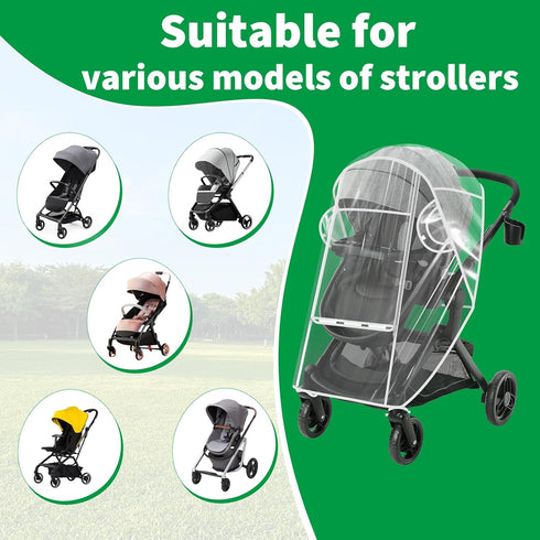 Universal Stroller Rain Cover Compatible with Graco, Waterproof Stroller Cover - Clear Weather Shield, Breathable