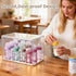 MAIDIWUDI Baby Bottle Organizer with Magnetic Door for Cabinet Stackable Clear Organizer Nursery Storage Bin for Baby