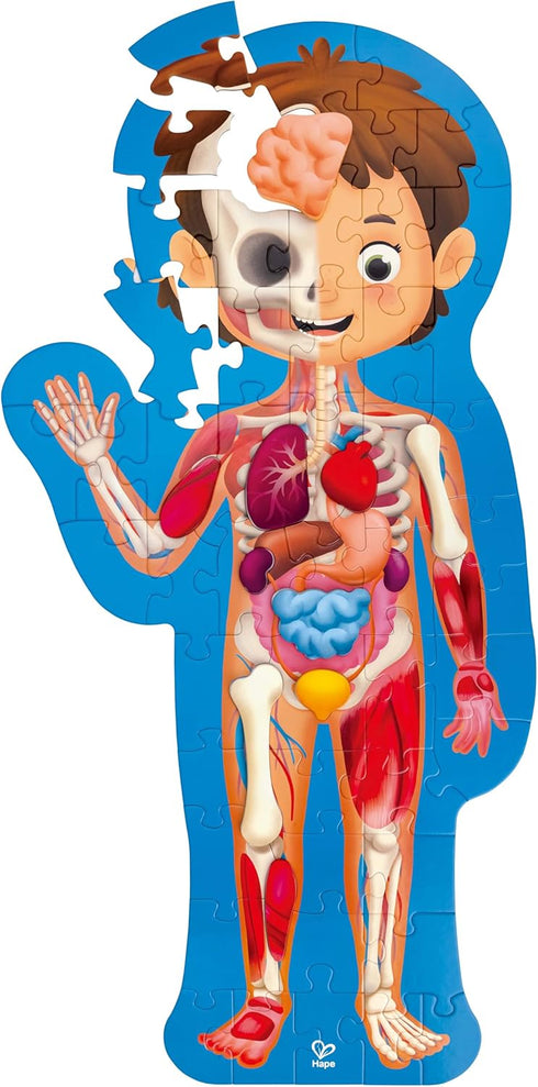 Hape Human Body Puzzle | 60 Oversized Pieces Educational Anatomy Jigsaw, Wooden