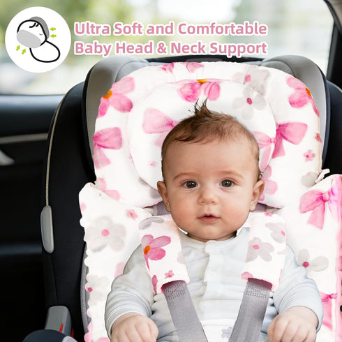 Hooyax Infant Car Seat Insert with Removable Head Support, Dual-Sided Baby Car Seat Cushion for Preemies & Newborns