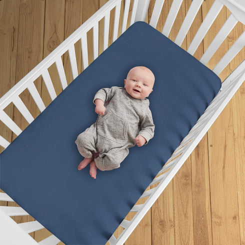 52" 28"/132 71 cm (2-Pack) BreathableBaby All-in-One Fitted Sheet & Waterproof Cover, for x x Crib Mattress, Navy